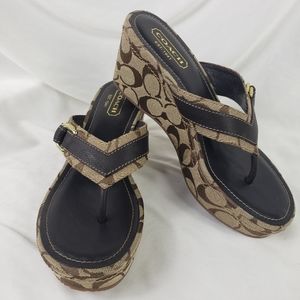 NWOT Coach Evelina Signature Canvas Wedge Sandal